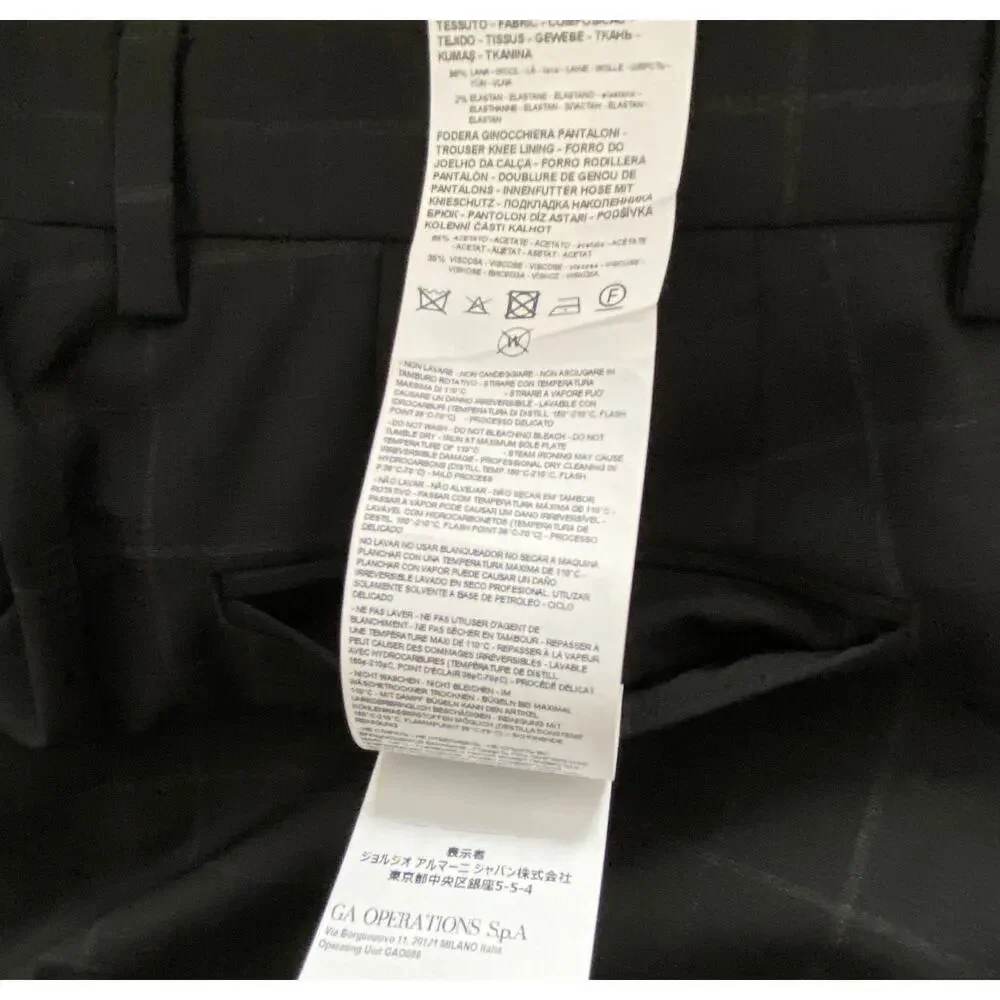 Armani Exchange Pants Men's 32x31 Slim Fit Suit Pant Wool Black Window Pane NEW - Picture 11 of 13